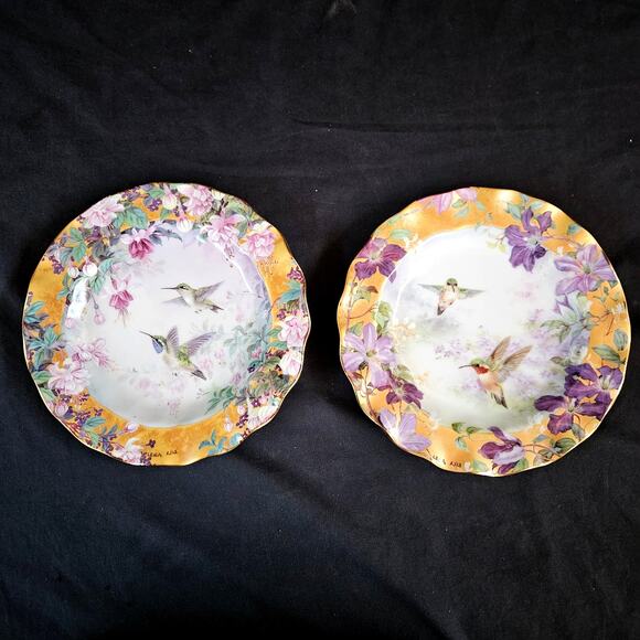 Bradford Exchange 1999 Lena Liu's Delicate Treasures Hummingbird Plates (2) - Picture 1 of 7